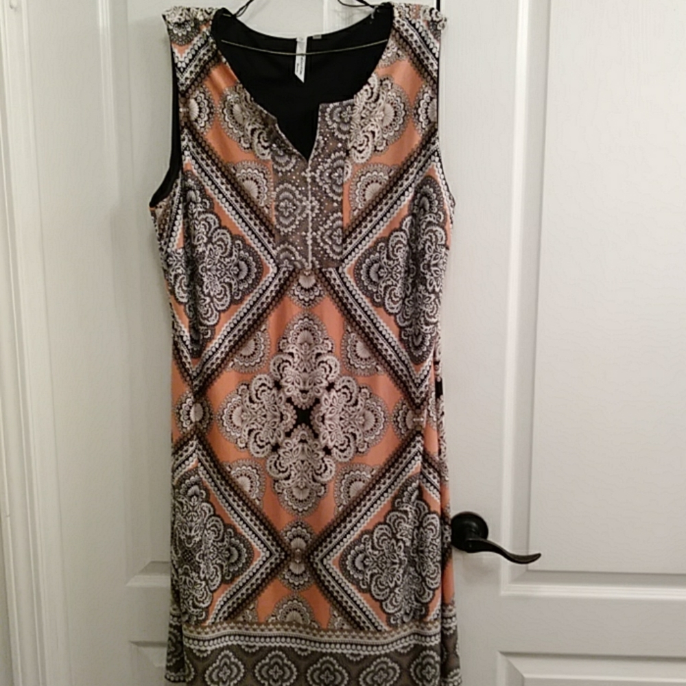 Peach tan sparkles sleeveless dress